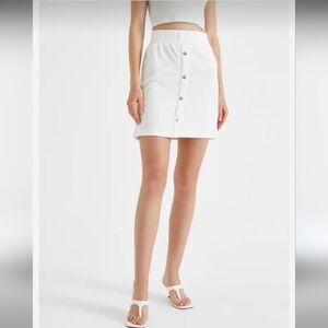 White Button-Up Mini Skirt
